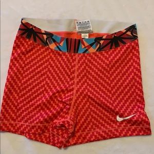 Nike Women's Pro 3'' Shorts- red patterned
